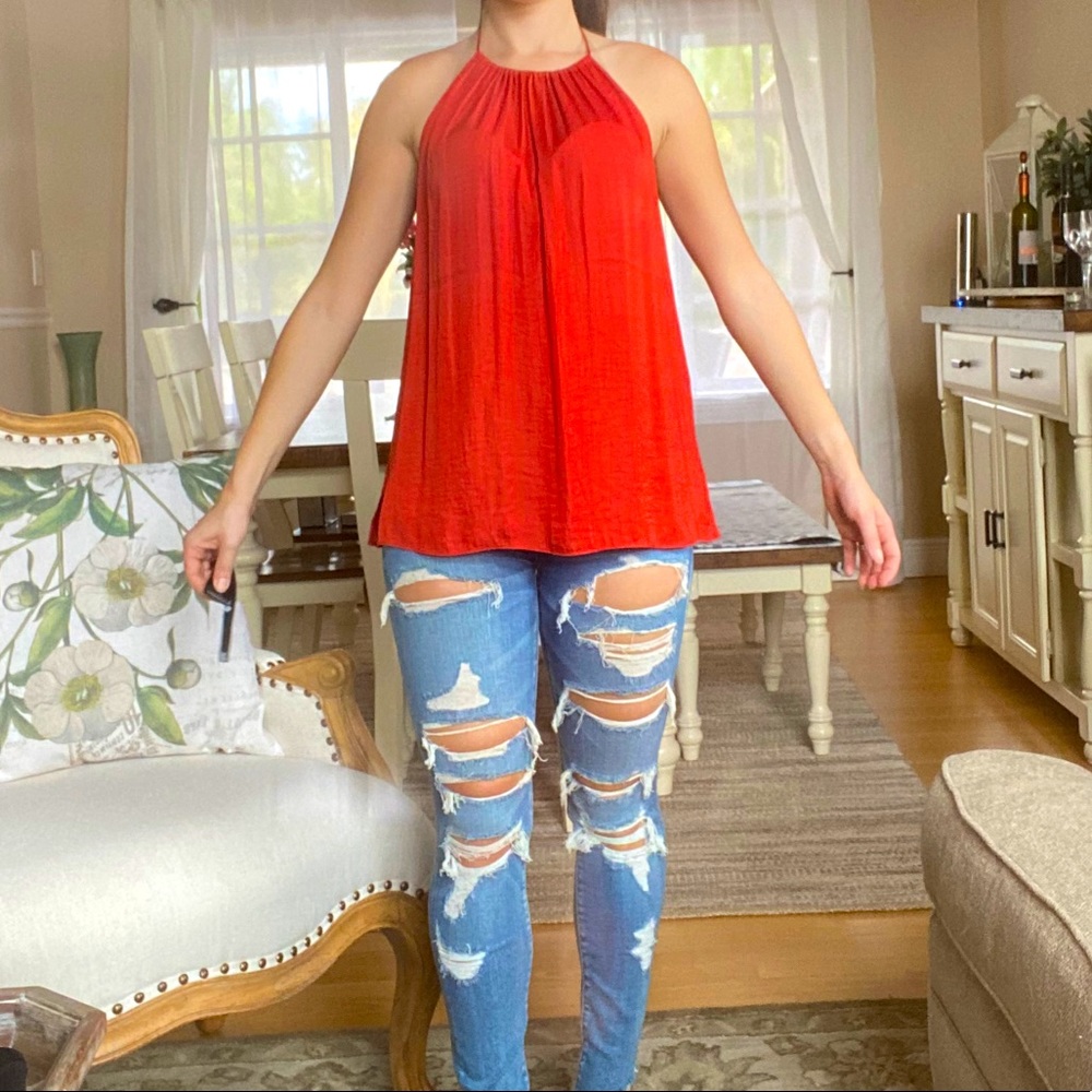 XSP Loft flowy and silky burnt orange top